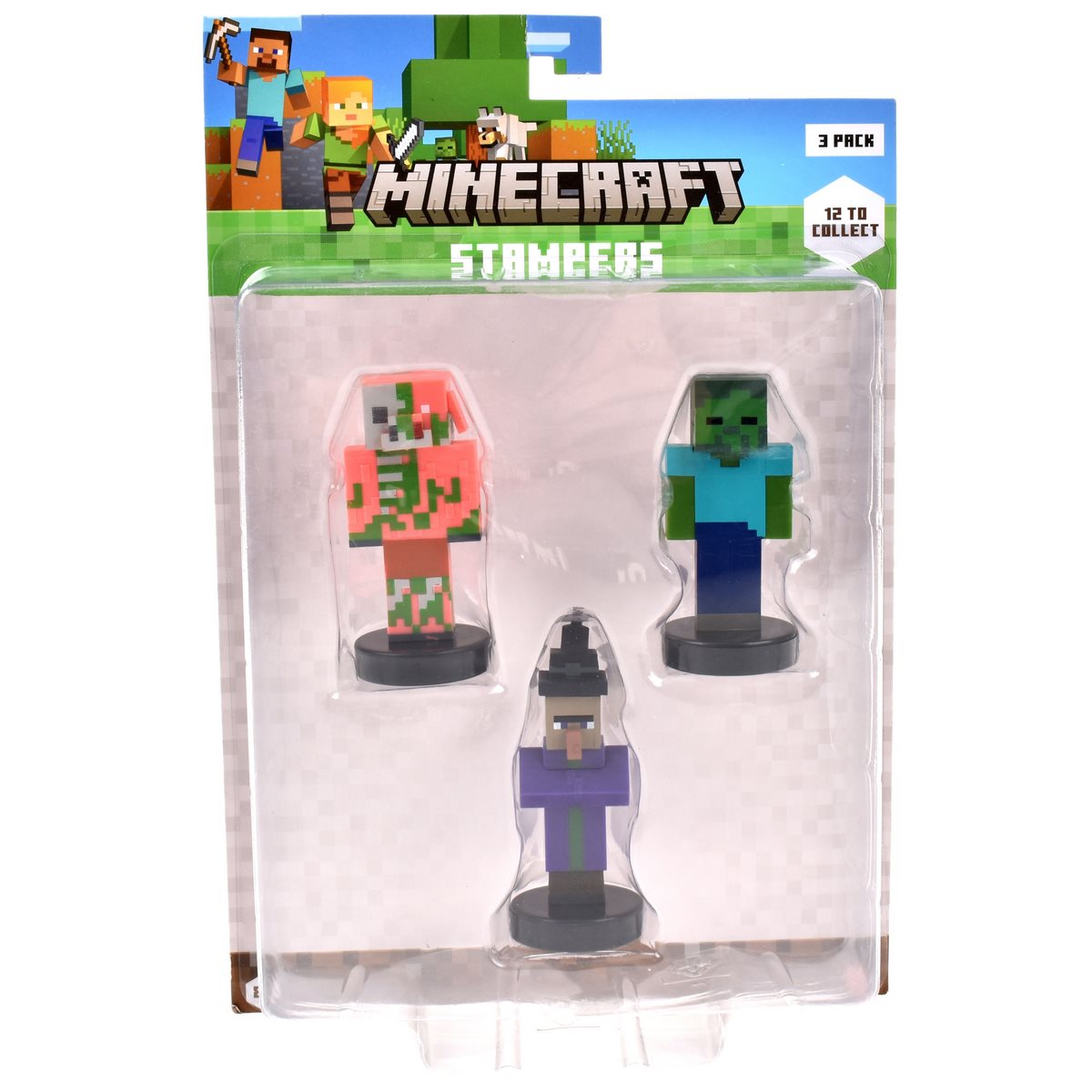 Pack De 3 Figuras Timbre Minecraft - Zombie